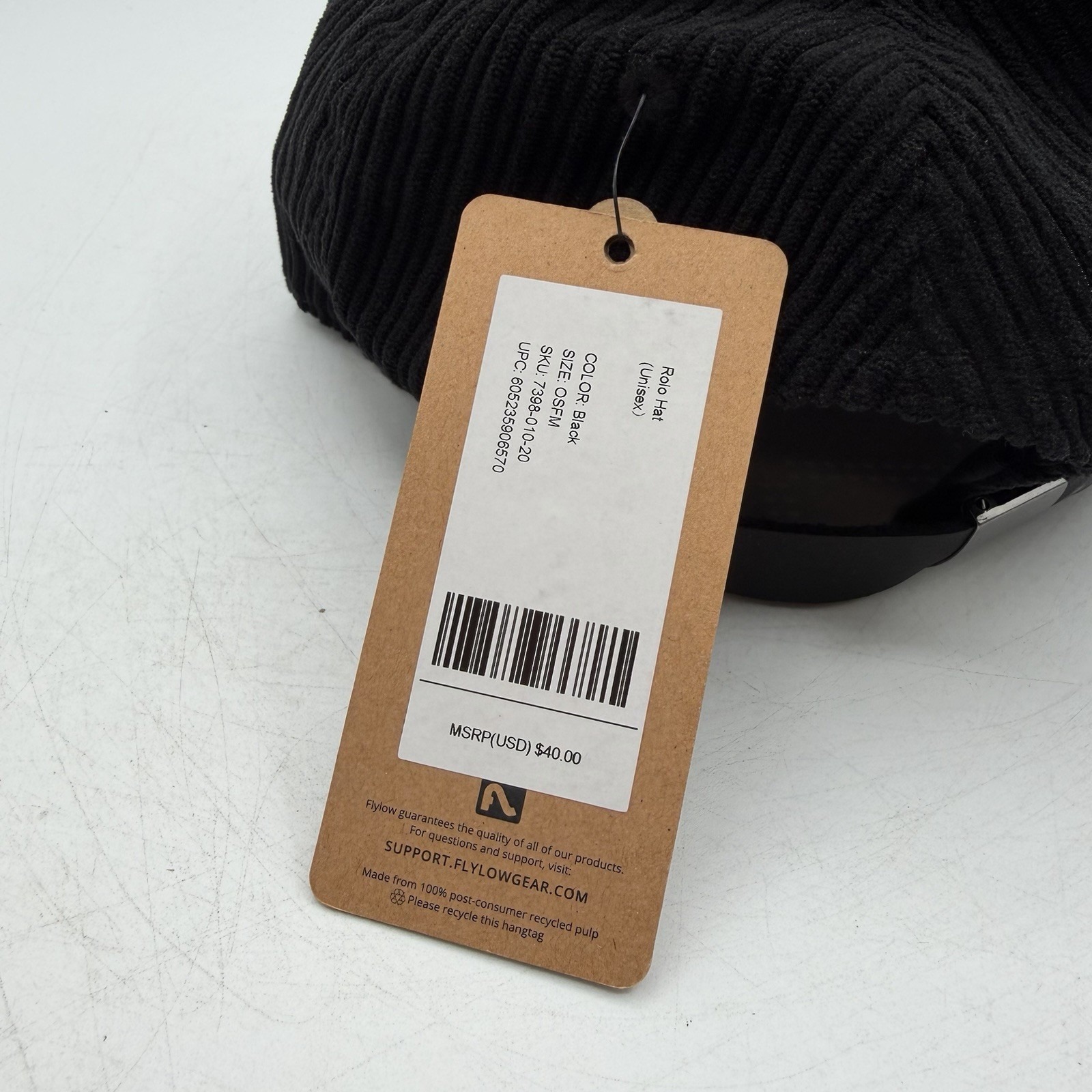 Flylow Gear Rolo Hat Cap Black Corduroy Unisex Strapback Adjustable Nwt Osfm — image 7 of 8